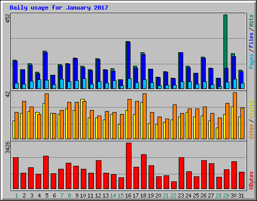 Daily usage for January 2017