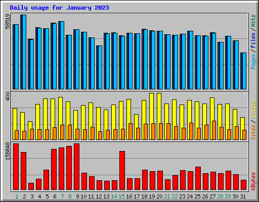 Daily usage for January 2023