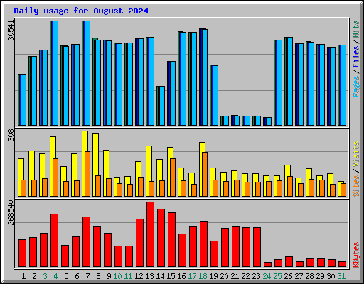 Daily usage for August 2024