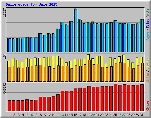 Daily usage for July 2025