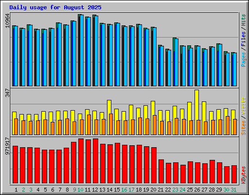 Daily usage for August 2025